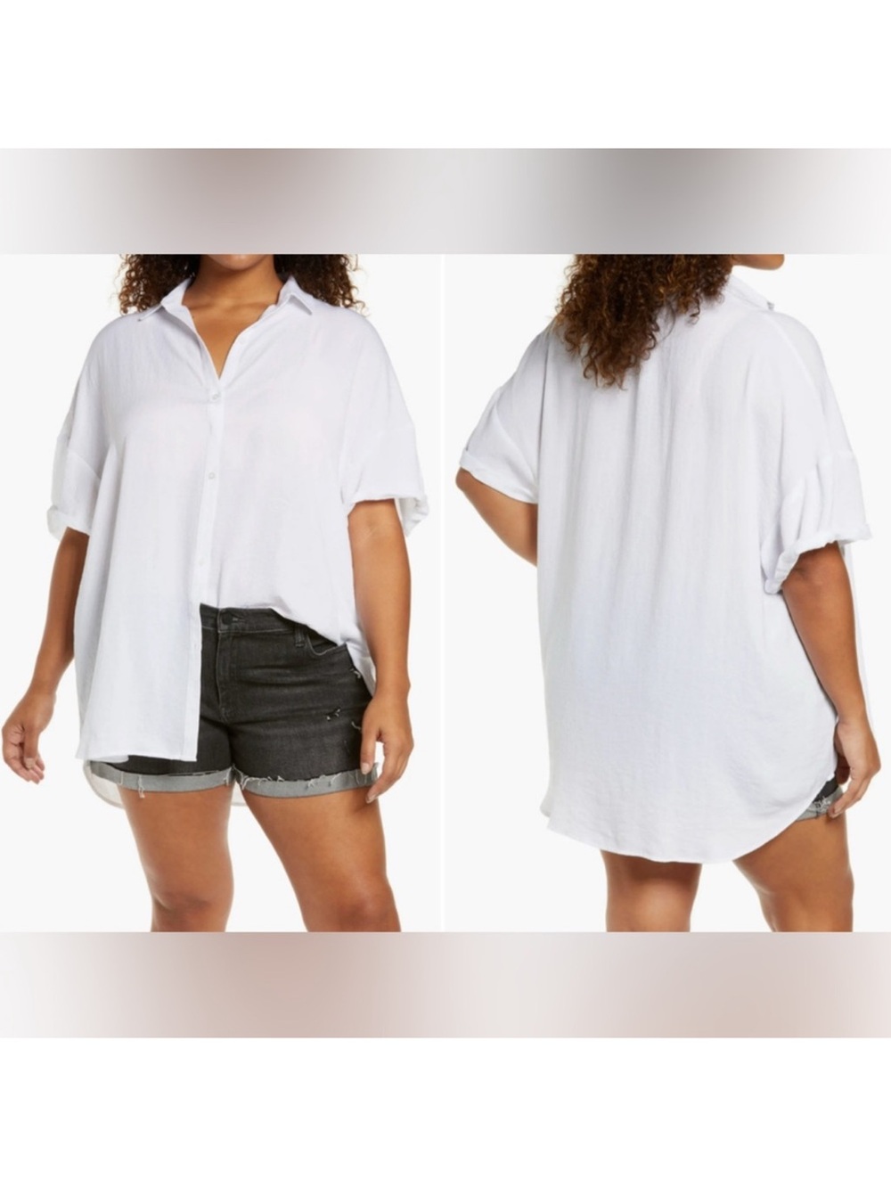 ✨ 2/$25 or 3/$30 SALE - Treasure & Bond White Oversized Short-Sleeve Button-Down